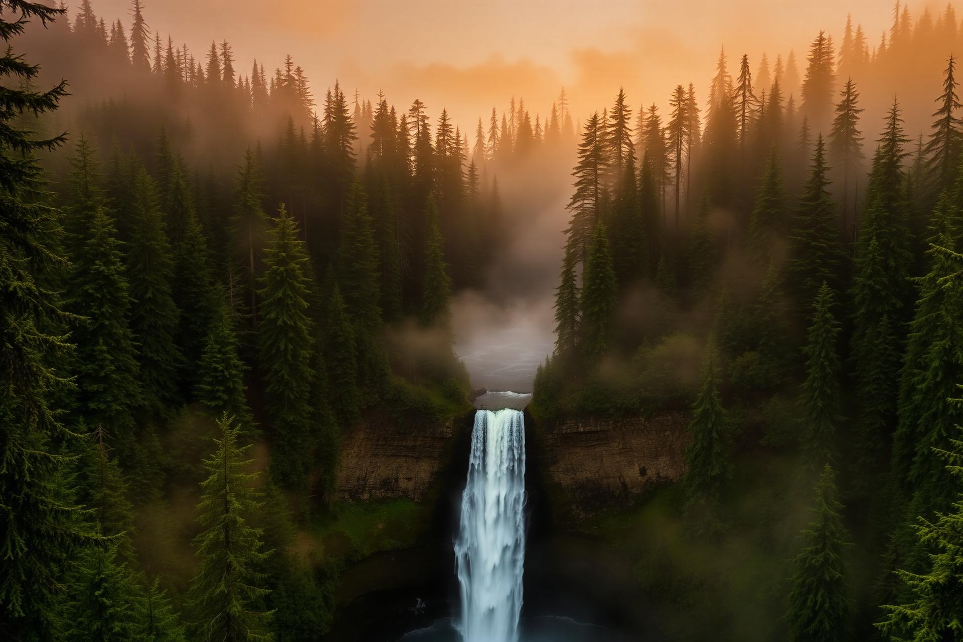 Snoqualmie Falls in morning mist